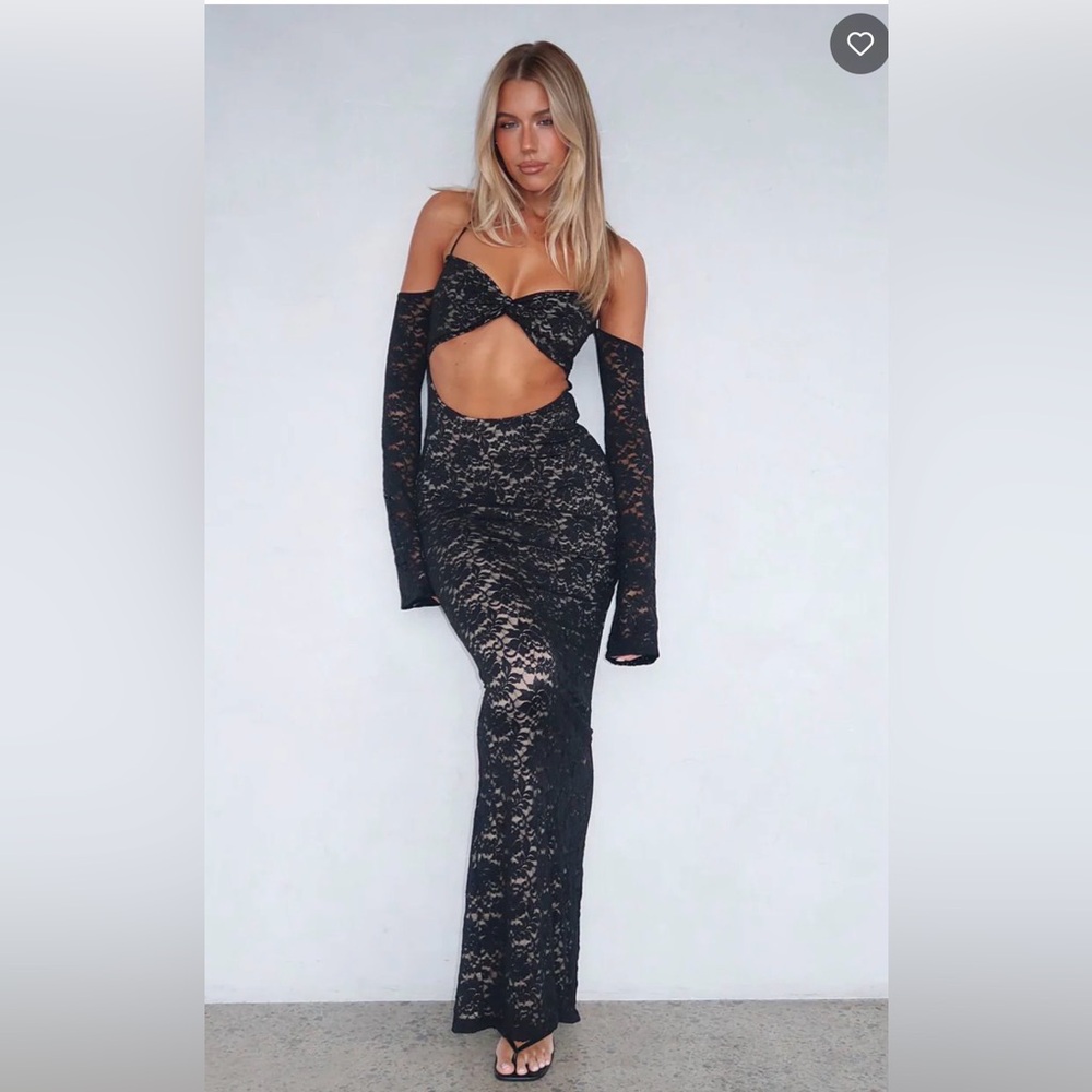 White Fox Boutique Black Lace Strapless Dress